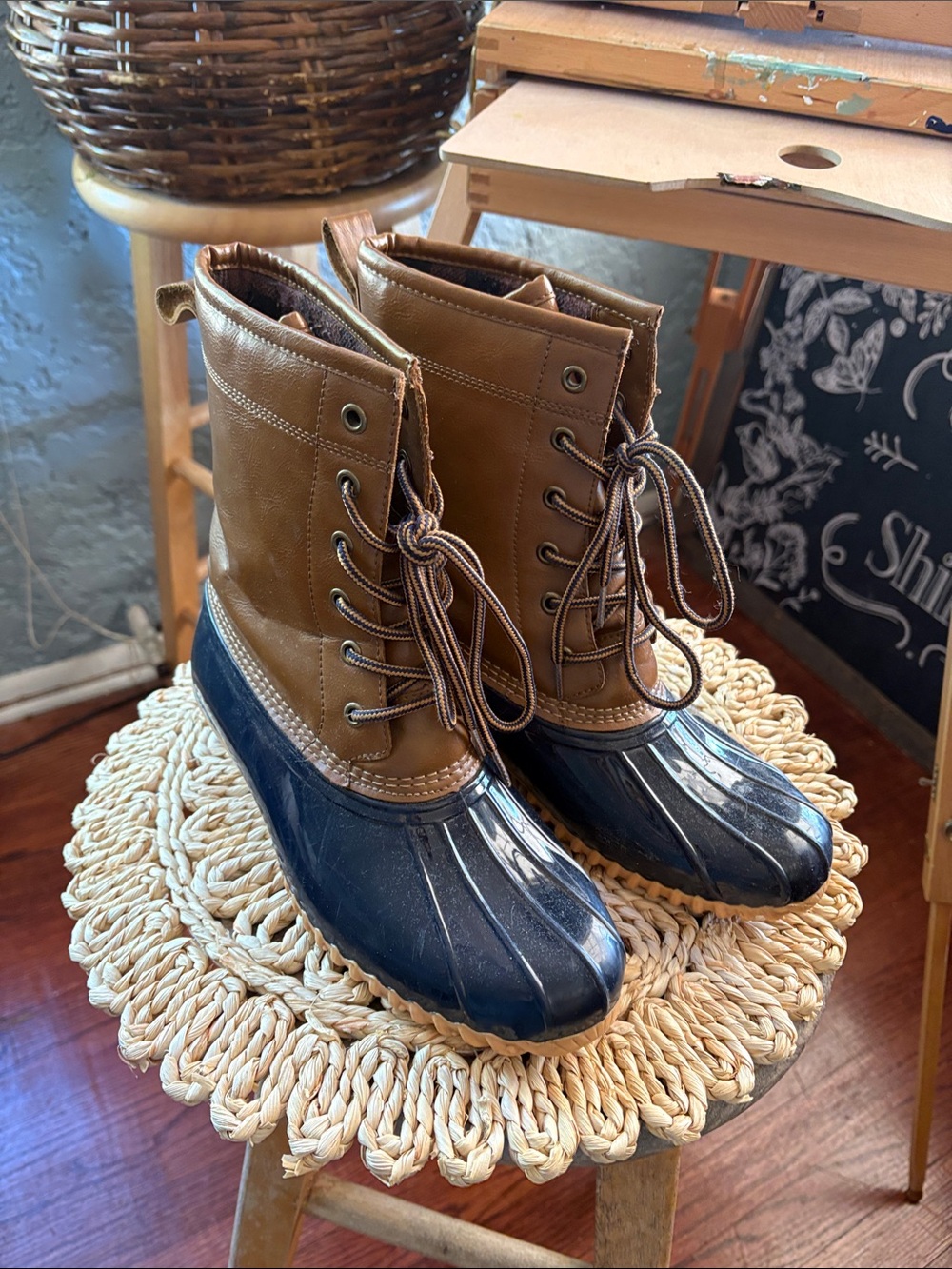 Sporto Brown and Navy Waterproof Lace-Up Duck Boots